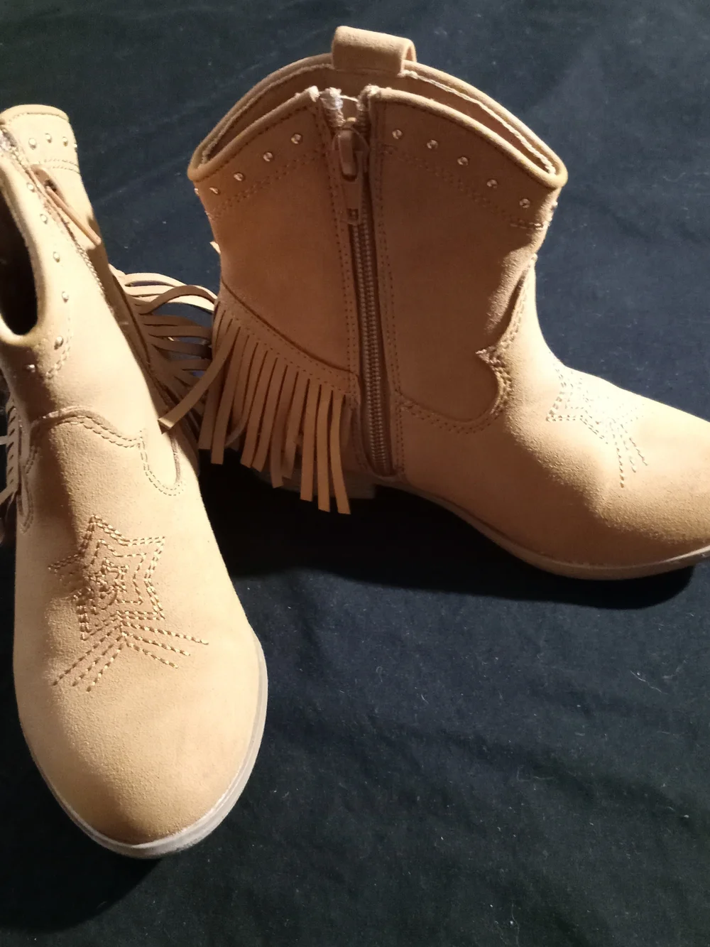Dream Pairs Girls Tan Fringe Star Ankle Boots